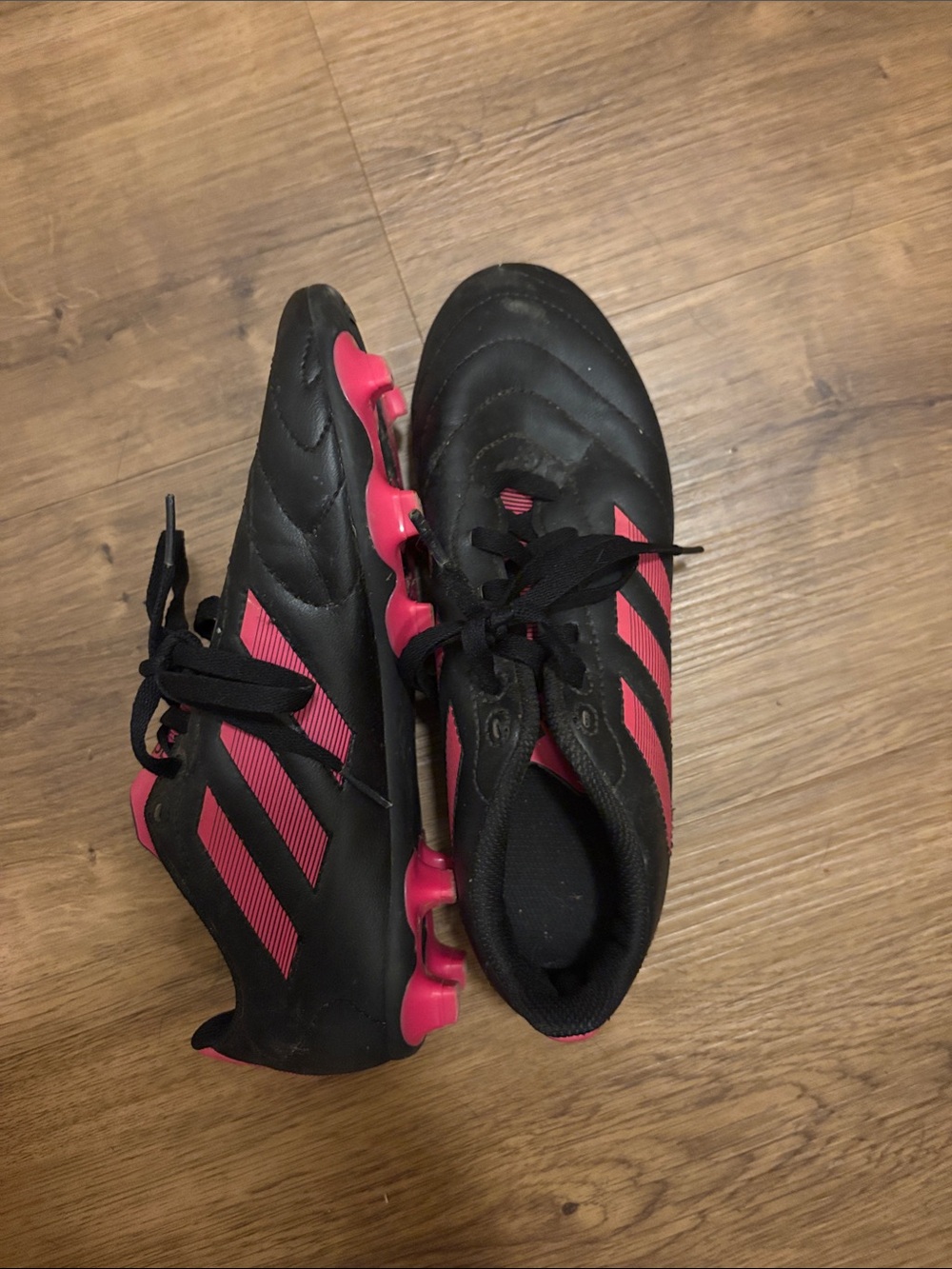 adidas Kids Black and Pink Soccer Cleats